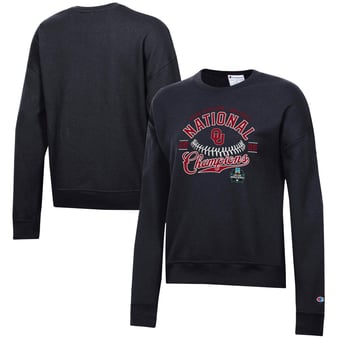 Women's Champion Black Oklahoma Sooners 2026 NCAA Baseball Men's College World Series Champions Fleece Crewneck Sweatshirt