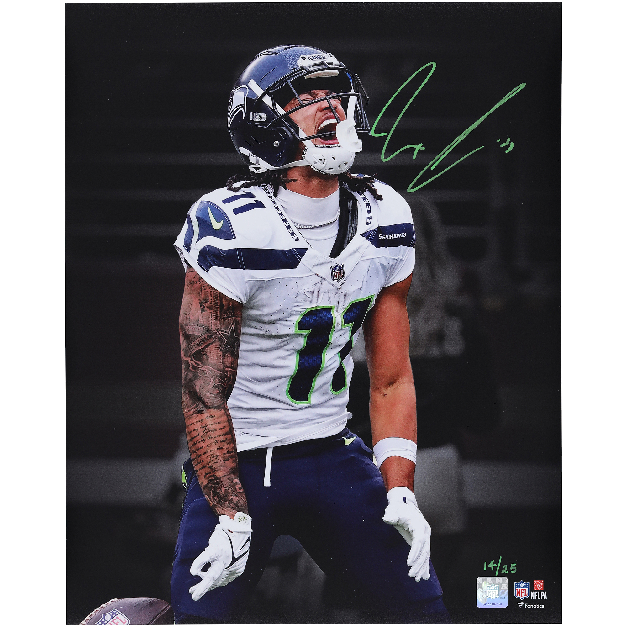 Jaxon Smith-Njigba Seattle Seahawks Autographed 16" x 20" Unleashed Black Spotlight Photograph with Signature