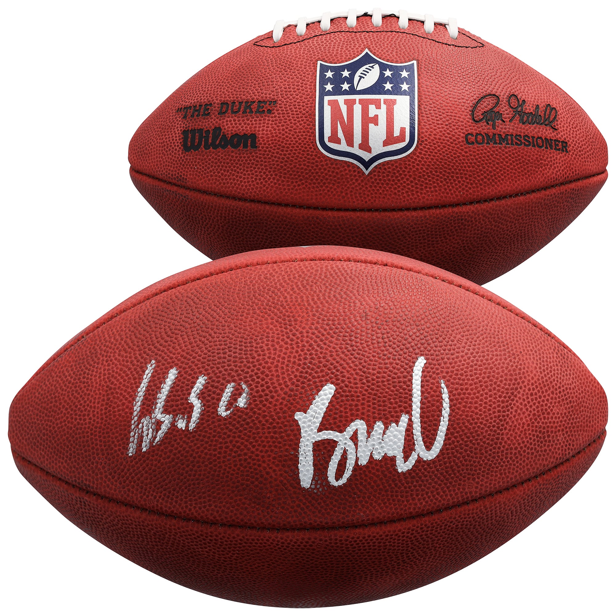 Rome Odunze & Luther Burden III Chicago Bears Autographed Duke Full Color Football