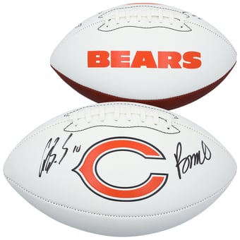 Rome Odunze & Luther Burden III Chicago Bears Autographed Franklin White Panel Football