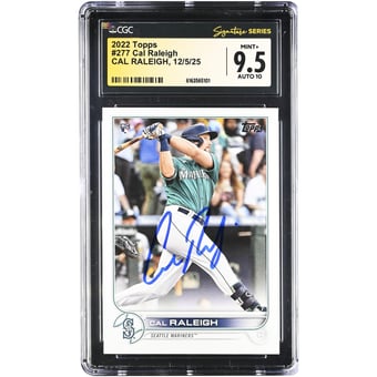 Cal Raleigh Seattle Mariners Autographed 2022 Topps #277 CGC Authenticated 9.5/10 Rookie Card