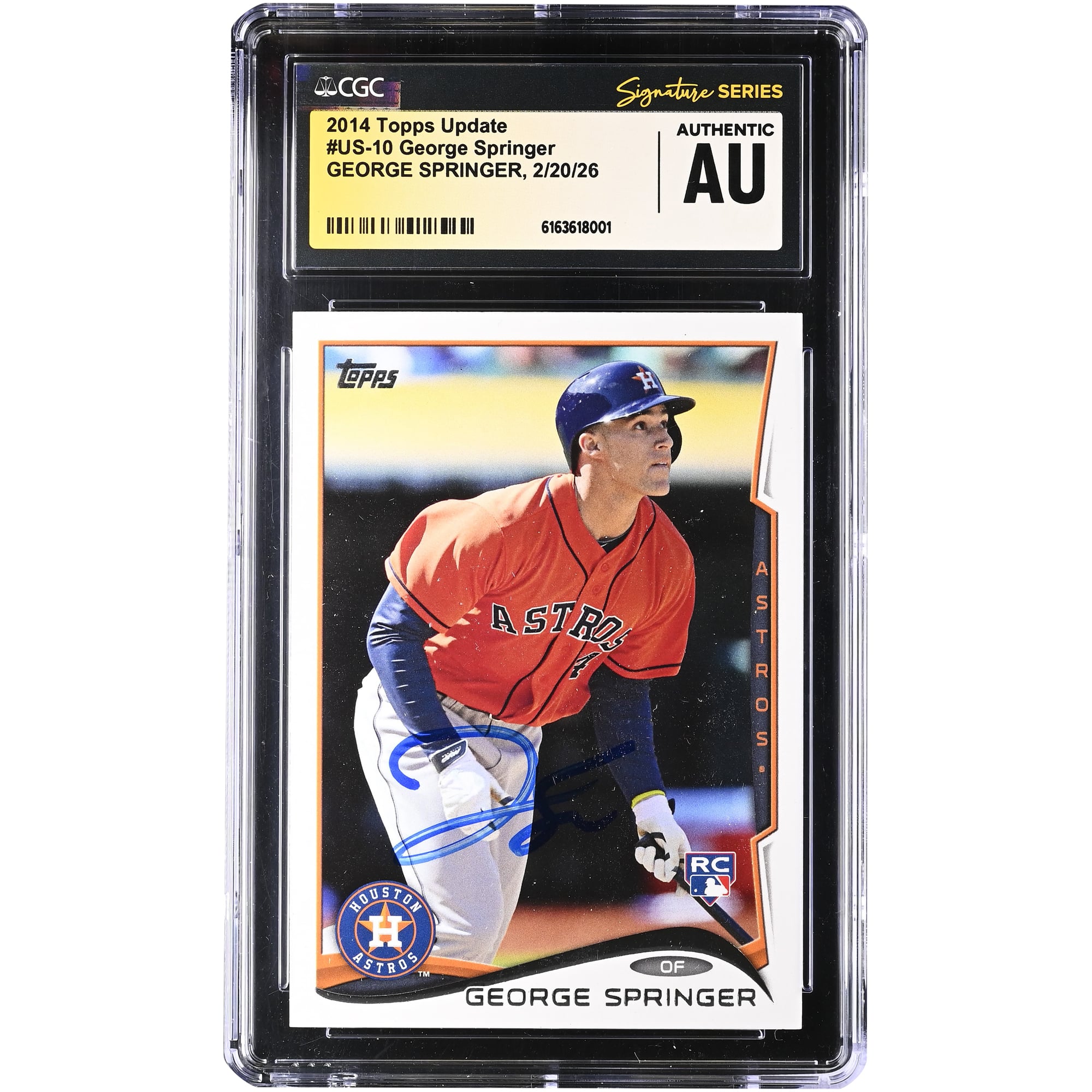George Springer Houston Astros Autographed 2014 Topps Update #US-10 CGC Authenticated Rookie Card. rookie card picture