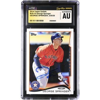 George Springer Houston Astros Autographed 2014 Topps Update #US-10 CGC Authenticated /10 Rookie Card