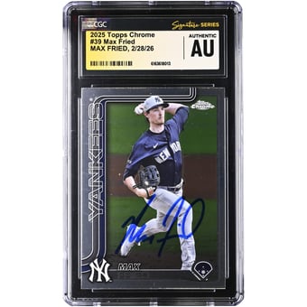 Max Fried New York Yankees Autographed 2025 Topps Chrome #39 CGC Authenticated / Card