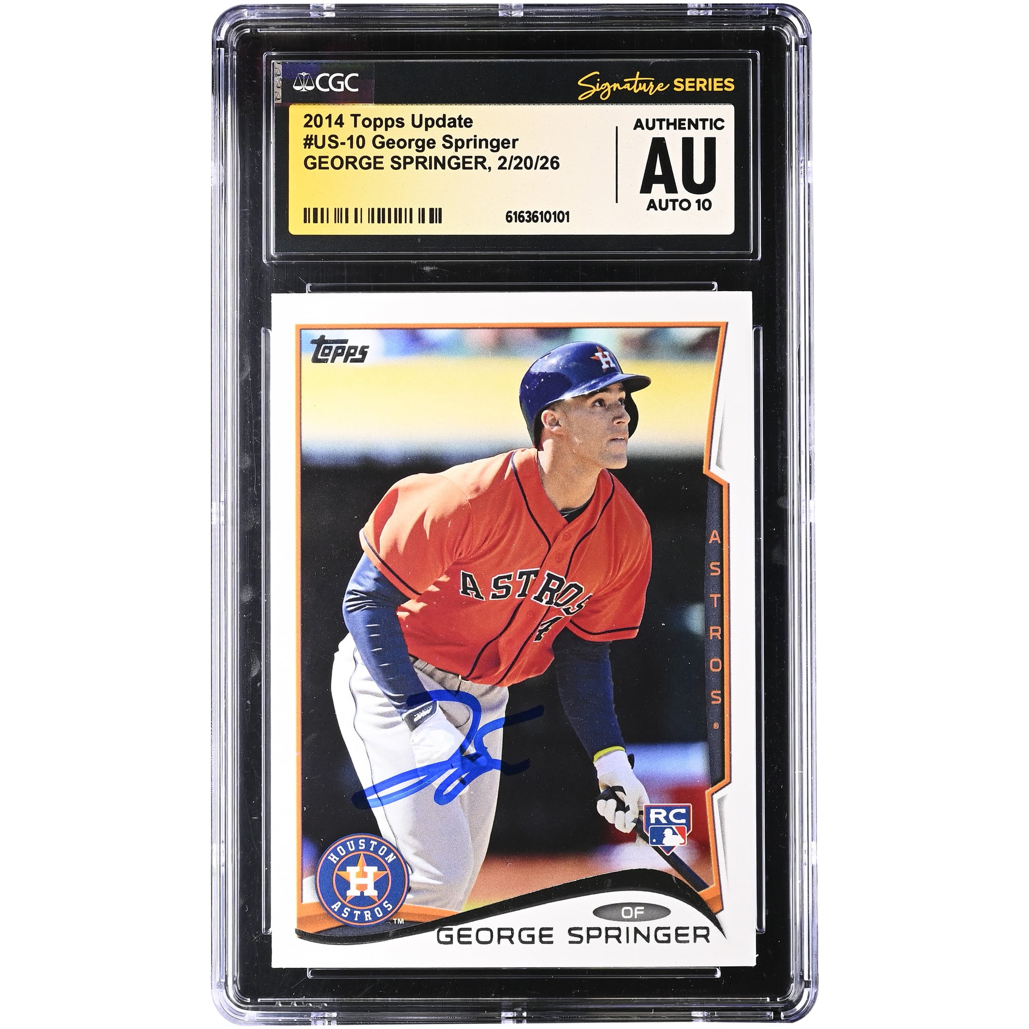 George Springer Houston Astros Autographed 2014 Topps Update #US-10 CGC Authenticated Auto 10 Rookie Card. rookie card picture