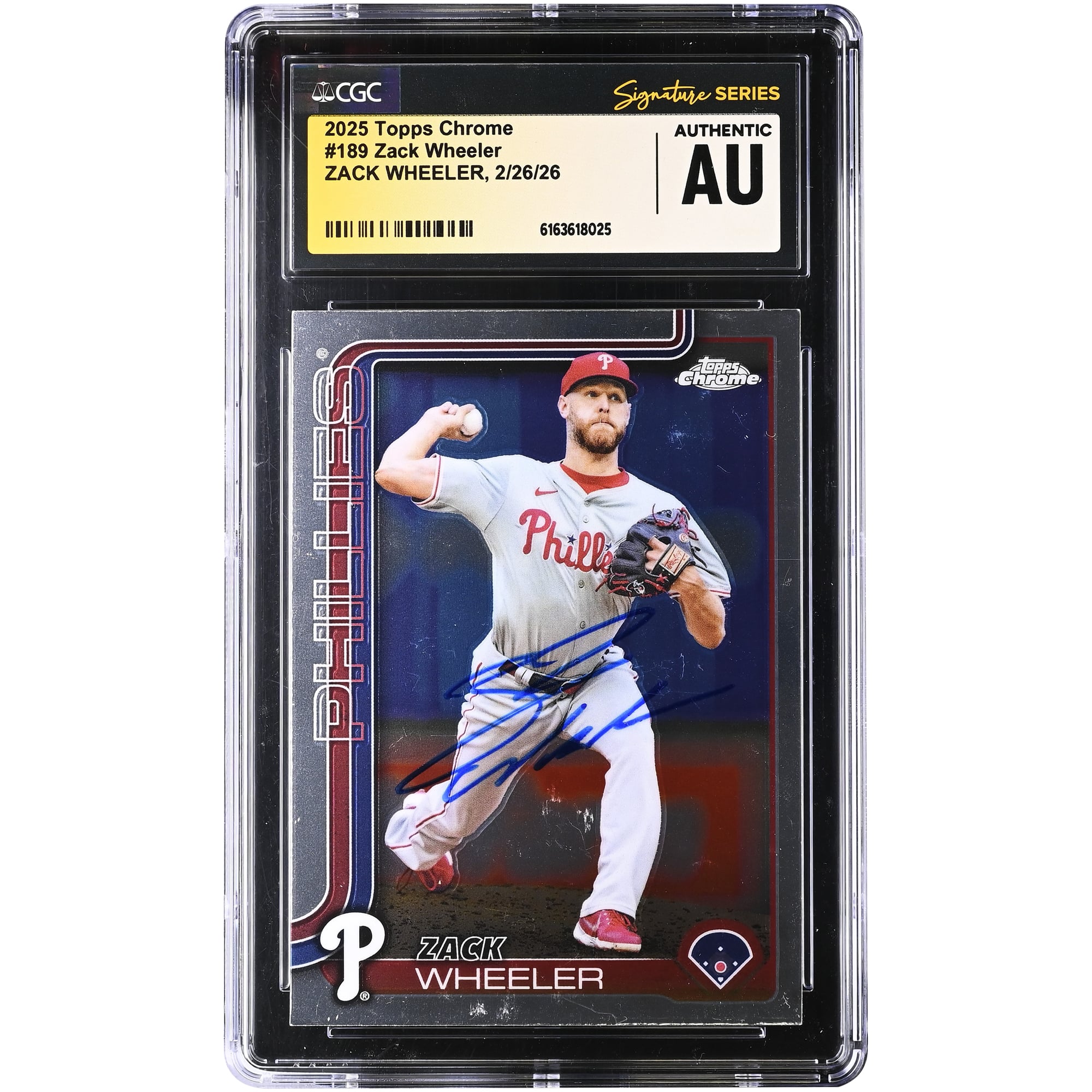 Zack Wheeler Philadelphia Phillies Autographed 2025 Topps Chrome #189 CGC Authenticated / Card