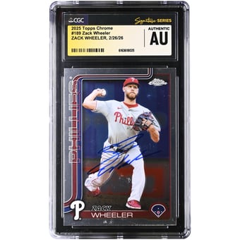 Zack Wheeler Philadelphia Phillies Autographed 2025 Topps Chrome #189 CGC Authenticated / Card
