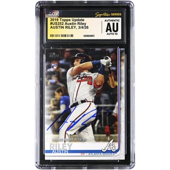 Austin Riley Atlanta Braves Autographed 2019 Topps Update #US252 CGC Authenticated Auto 10 Rookie Card