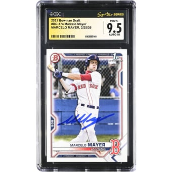 Marcelo Mayer Boston Red Sox Autographed 2021 Bowman Draft #BD-174 CGC Authenticated 9.5/10 Card