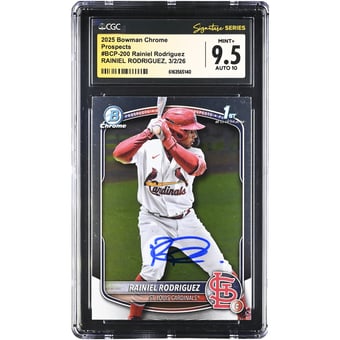 Rainiel Rodriguez St. Louis Cardinals Autographed 2025 Bowman Chrome Prospects #BCP-200 CGC Authenticated /10 Card