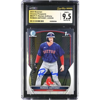 Roman Anthony Boston Red Sox Autographed 2023 Bowman Chrome Prospects #BCP-71 CGC Authenticated 9.5/10 Card