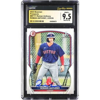 Roman Anthony Boston Red Sox Autographed 2023 Bowman Prospects #BP-71 CGC Authenticated 9.5/10 Card