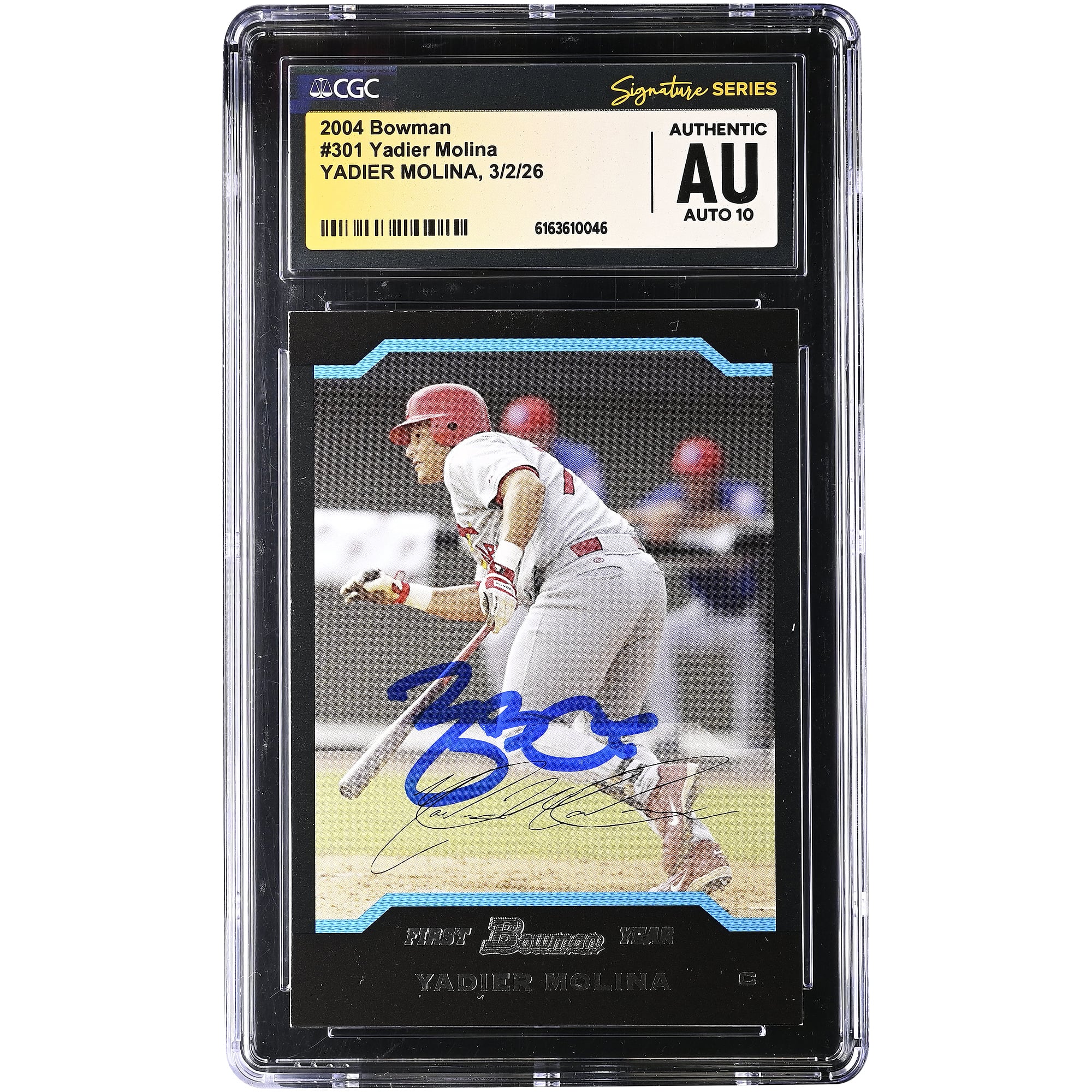 Yadier Molina St. Louis Cardinals Autographed 2004 Bowman #301 CGC Authenticated Auto 10 Rookie Card. rookie card picture