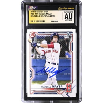 Marcelo Mayer Boston Red Sox Autographed 2021 Bowman Draft #BD-174 CGC Authenticated Auto 10 Card