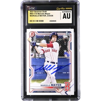 Marcelo Mayer Boston Red Sox Autographed 2021 Bowman Draft #BD-174 CGC Authenticated Card