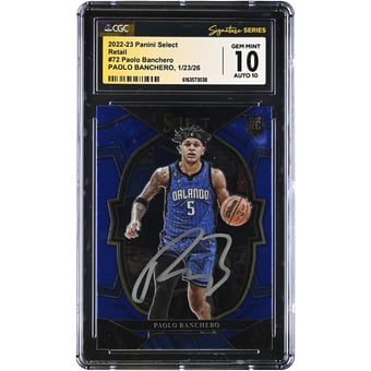 Paolo Banchero Orlando Magic Autographed 2022-23 Panini Select Retail #72 CGC Authenticated 10/10 Rookie Card