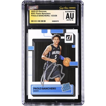 Paolo Banchero Orlando Magic Autographed 2022-23 Panini Donruss Rated Rookie #201 CGC Authenticated Auto 10 Rookie Card