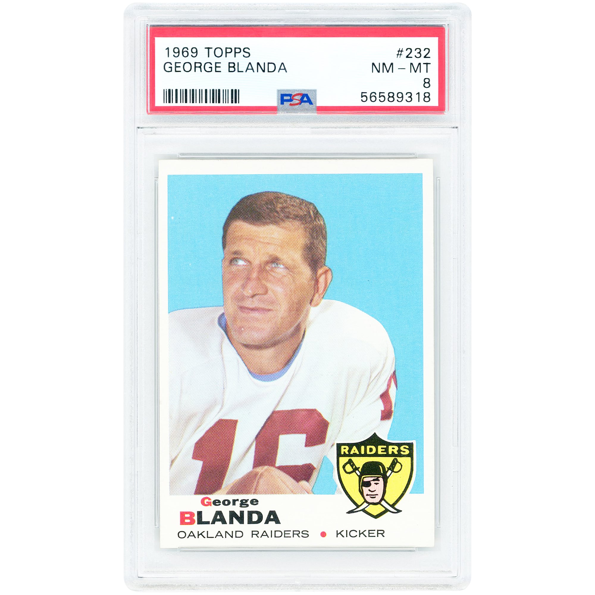 George Blanda Oakland Raiders 1969 Topps #232 PSA Authenticated 8 Card