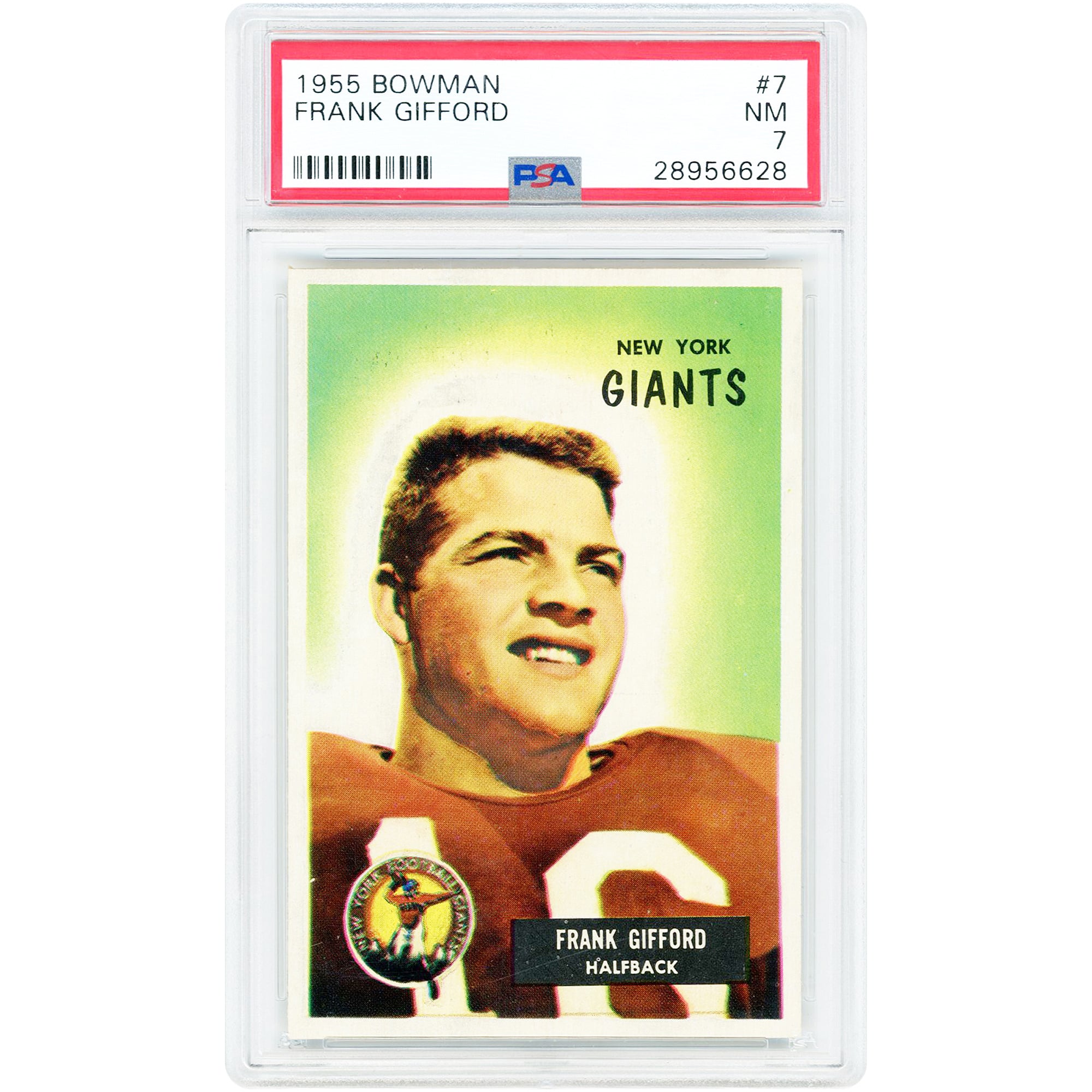 Frank Gifford New York Giants 1955 Bowman #7 PSA Authenticated 7 Card. rookie card picture