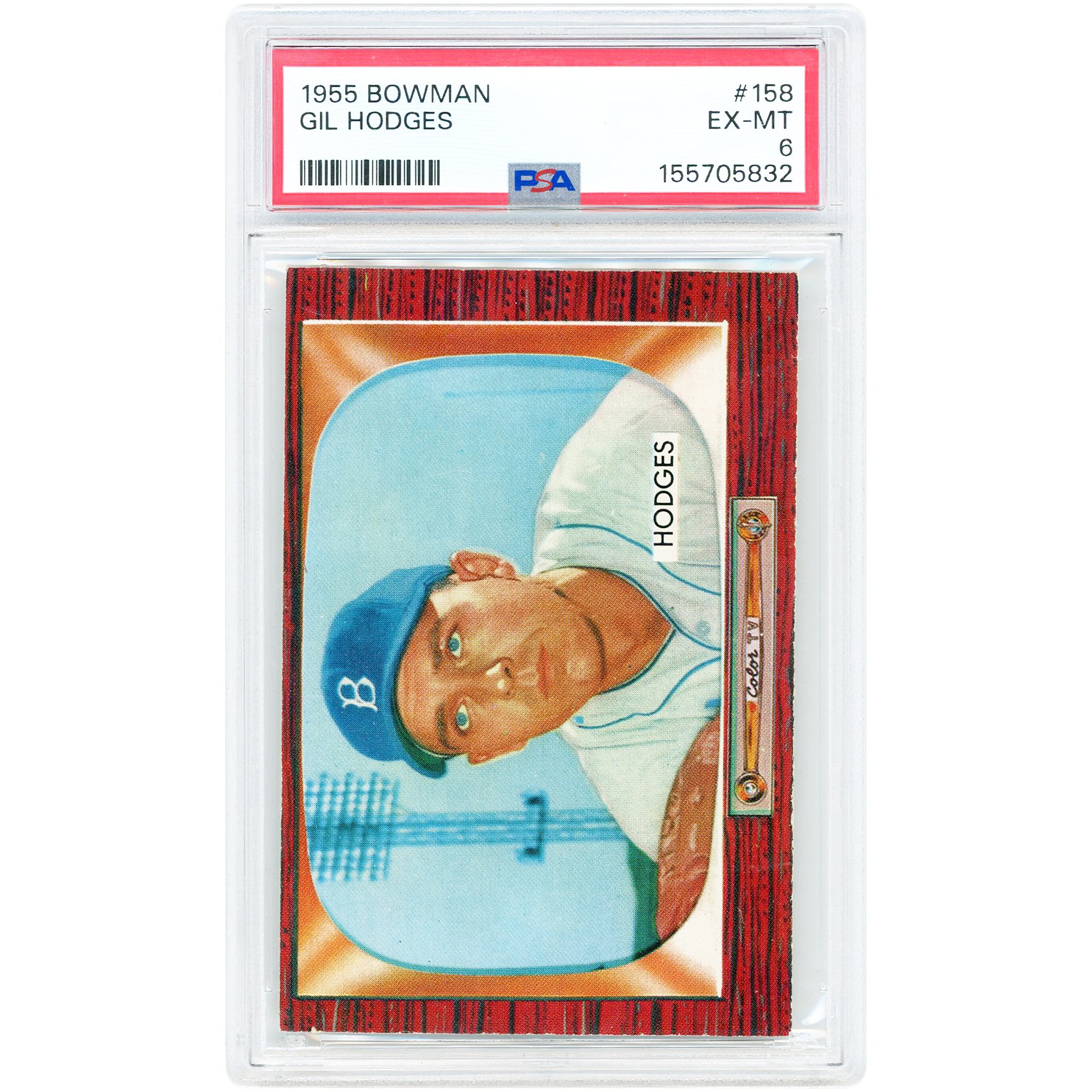 Gil Hodges Brooklyn Dodgers 1955 Bowman #158 PSA Authenticated 6 Card. rookie card picture