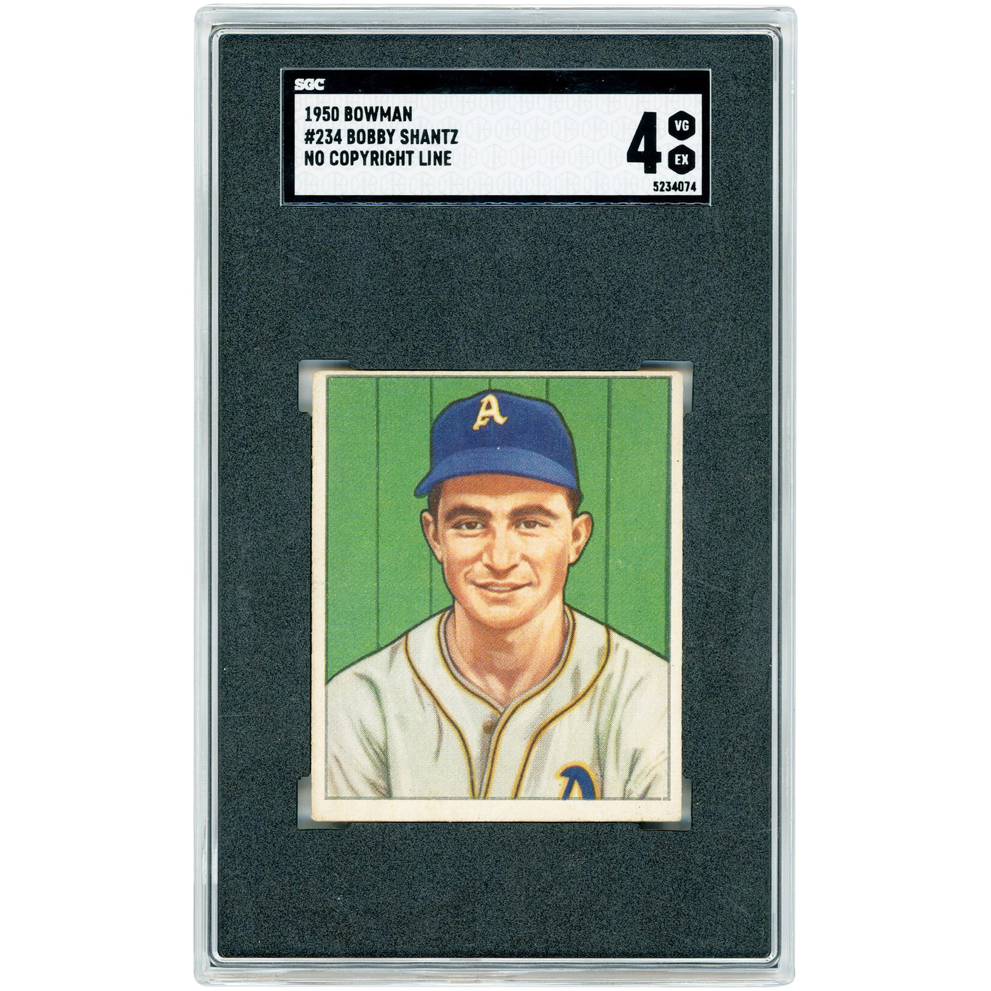Bobby Shantz Philadelphia Athletics 1950 Bowman No Copyright Line #234 SGC Authenticated 4 Rookie Card. rookie card picture