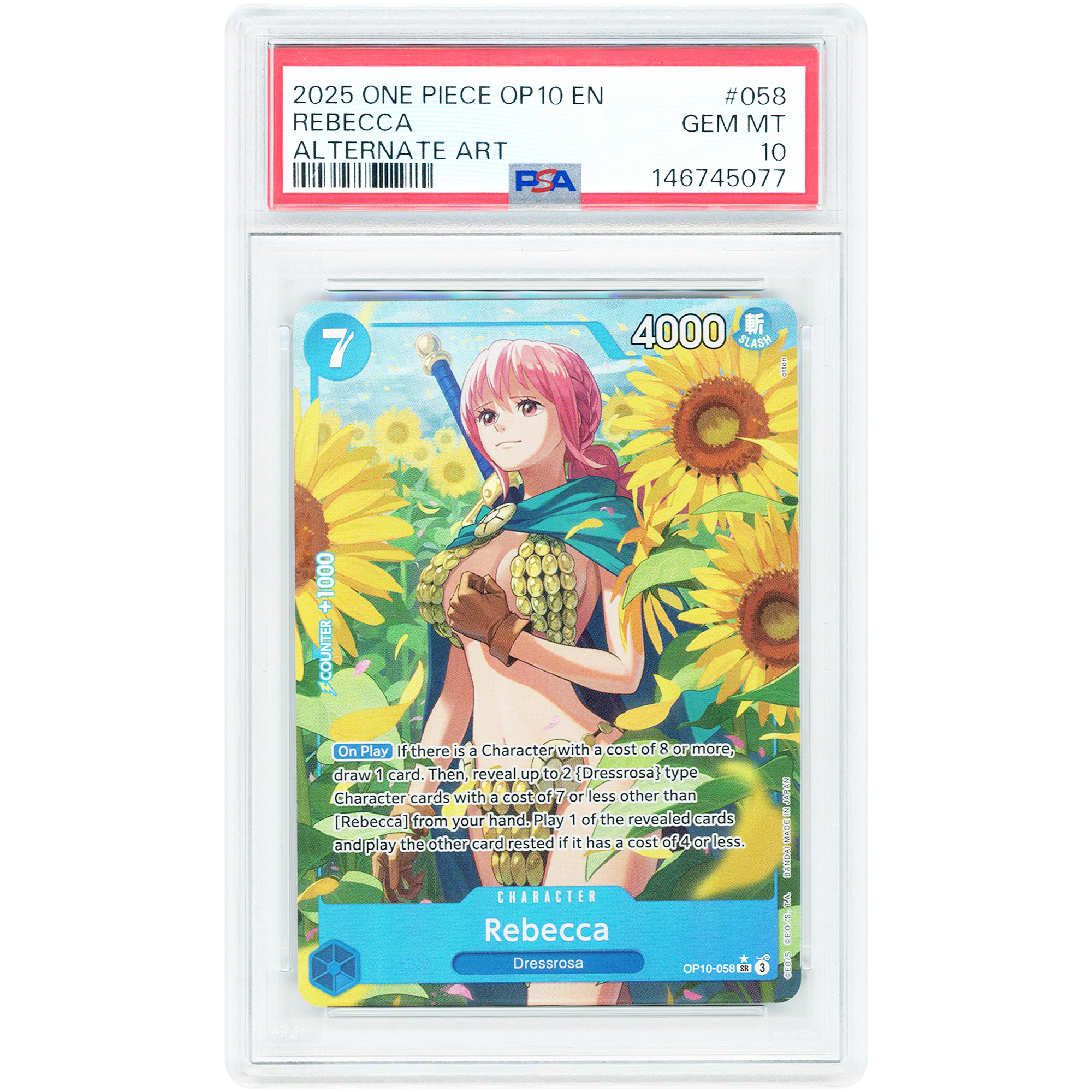 Rebecca 2023 One Piece Royal Blood Alternate Art #OP10-058 PSA Authenticated 10 Card
