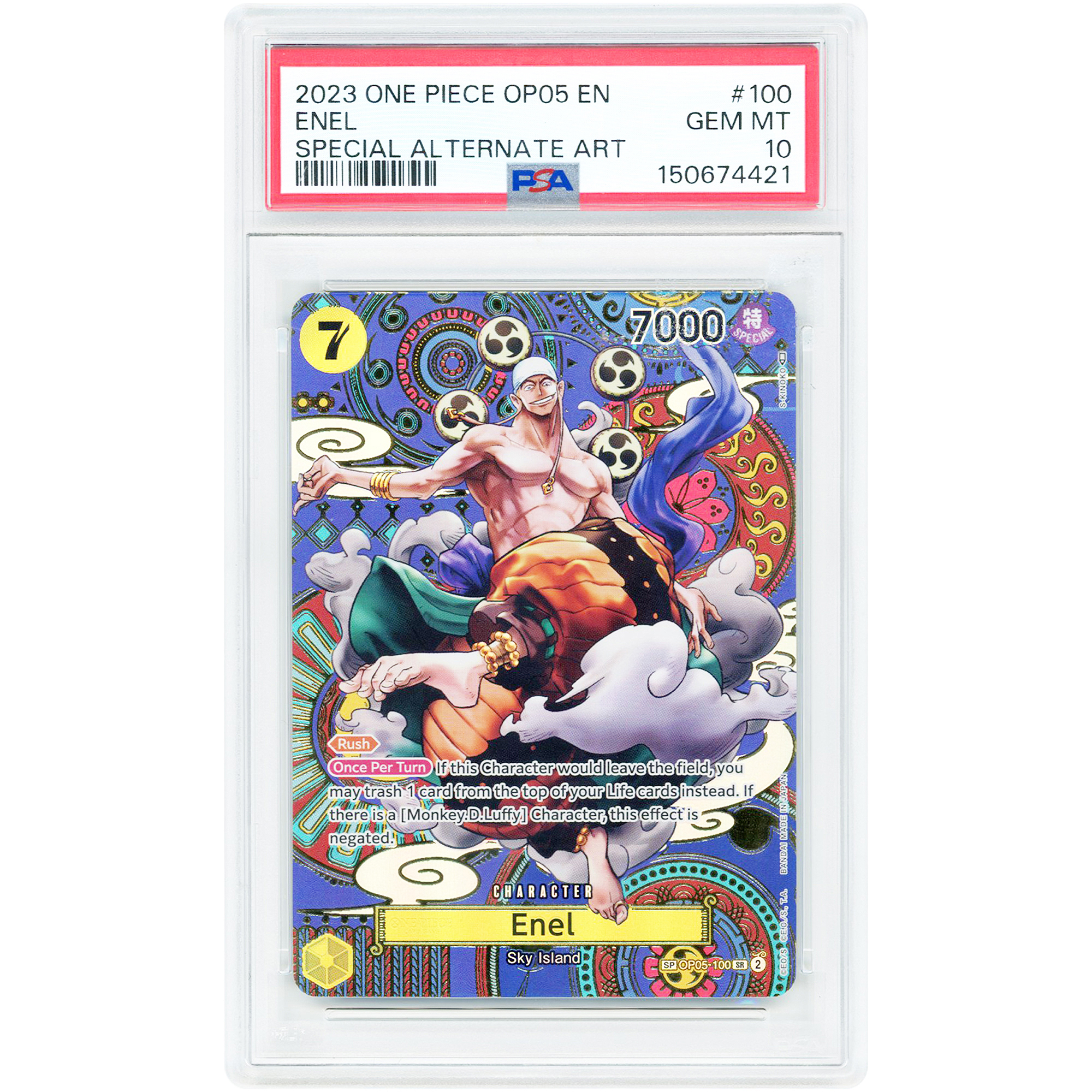 Enel 2023 One Piece Awakening of the New Era Special Alternate Art #OP05-100 PSA Authenticated 10 Card