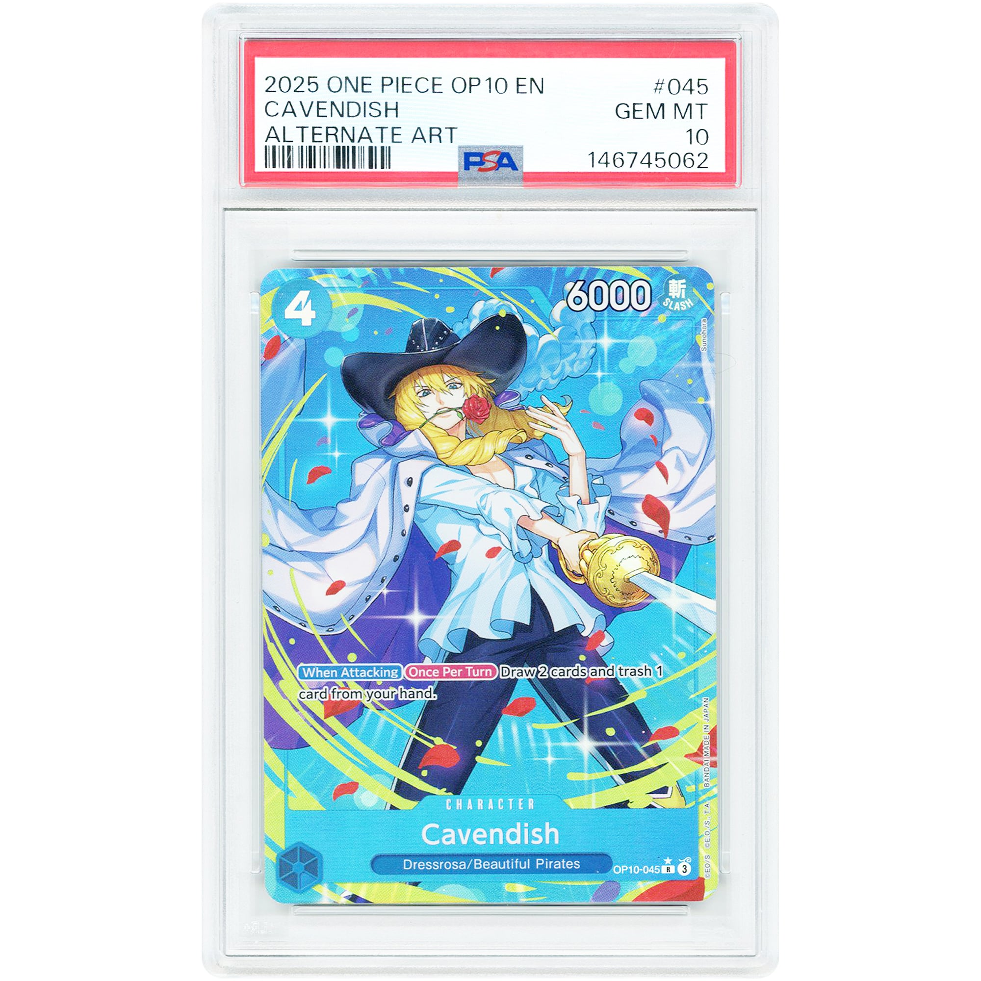 Cavendish 2025 One Piece Royal Blood Alternate Art #OP10-045 PSA Authenticated 10 Card