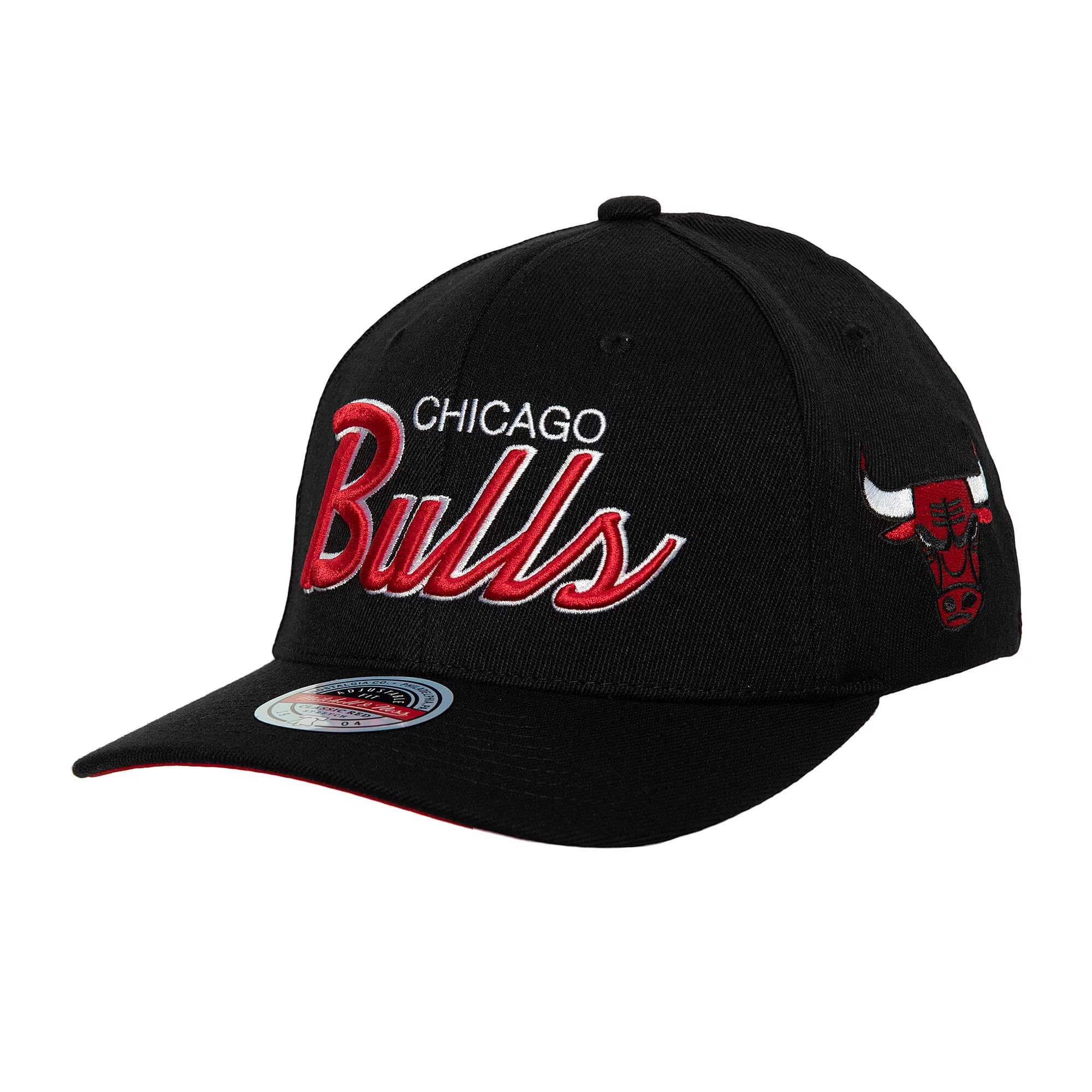 Chicago Bulls Mitchell & Ness Team Script 2.0 Stretch Snapback - Black