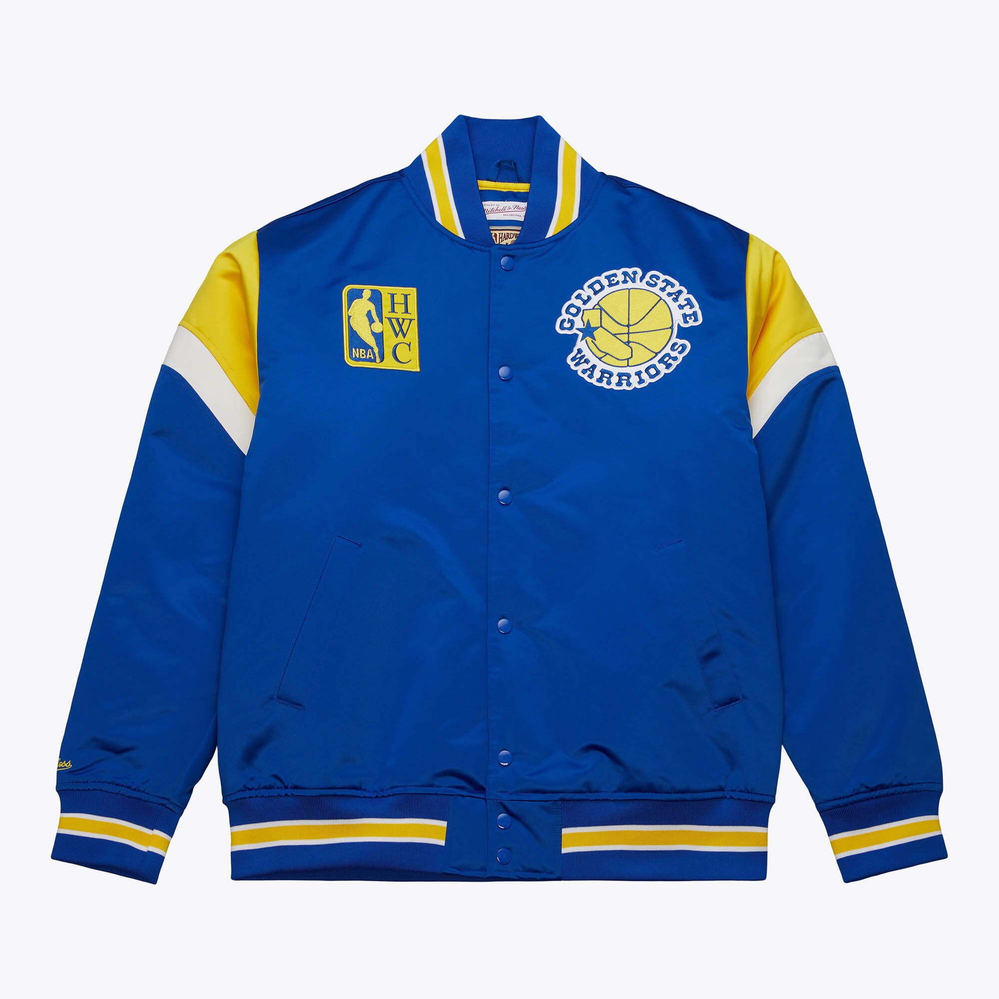 Golden State Warriors Mitchell & Ness Heavyweight Satin Jacket - Royal Blue - Mens
