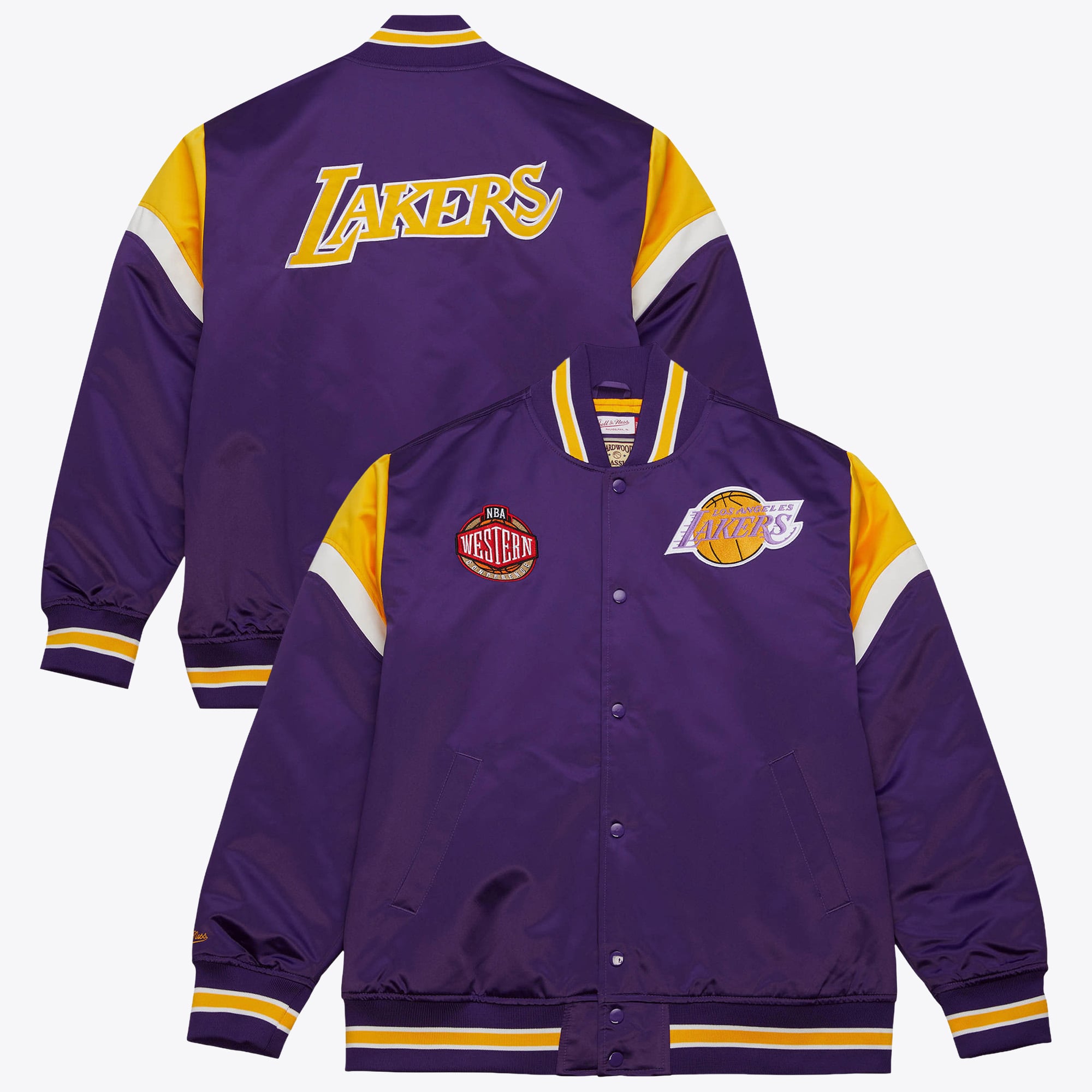 Los Angeles Lakers Mitchell & Ness Heavyweight Satinjacke – Lila – Herren