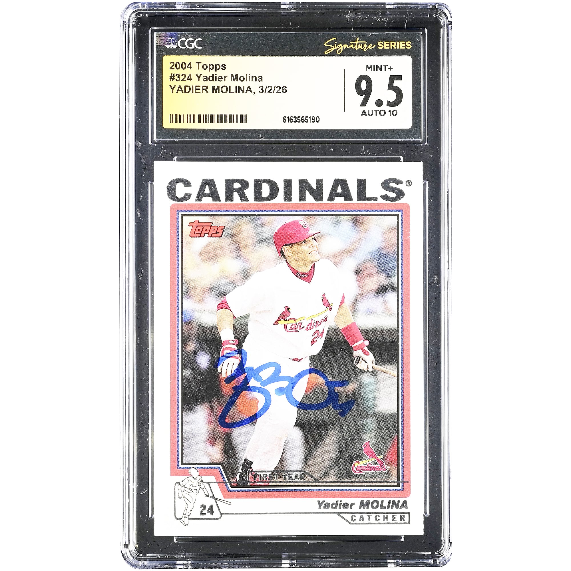 Yadier Molina St. Louis Cardinals Autographed 2004 Topps #324 CGC Fanatics Witnessed Authenticated 9.5/10 Rookie Card. rookie card picture