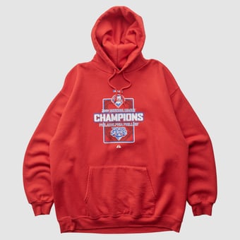 World Series Majestic 2009 Hooded Pullover Sweatshirt - Red - L by Fanatics Real Vintage