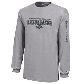 Youth Champion  Heather Gray Arkansas Razorbacks Operation Hat Trick Long Sleeve T-Shirt
