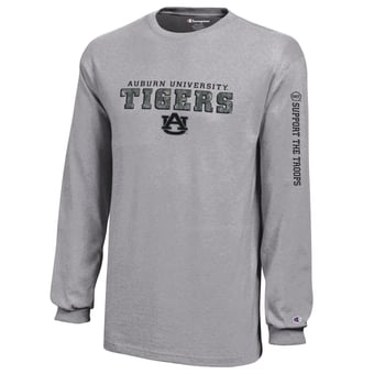 Youth Champion  Heather Gray Auburn Tigers Operation Hat Trick Long Sleeve T-Shirt