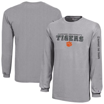 Youth Champion  Heather Gray Clemson Tigers Operation Hat Trick Long Sleeve T-Shirt