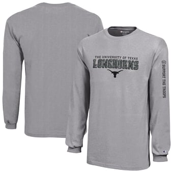 Youth Champion  Heather Gray Texas Longhorns Operation Hat Trick Long Sleeve T-Shirt