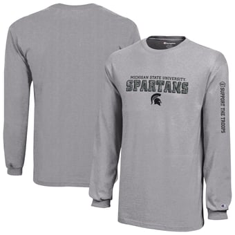 Youth Champion  Heather Gray Michigan State Spartans Operation Hat Trick Long Sleeve T-Shirt