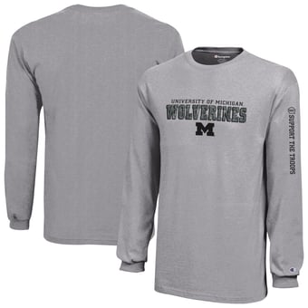 Youth Champion  Heather Gray Michigan Wolverines Operation Hat Trick Long Sleeve T-Shirt