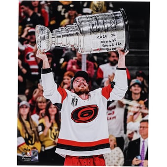 Andrei Svechnikov Carolina Hurricanes Autographed 16" x 20" 2026 Stanley Cup Champions Raising Cup Photograph with Multiple Inscriptions - Limited Edition #10/10