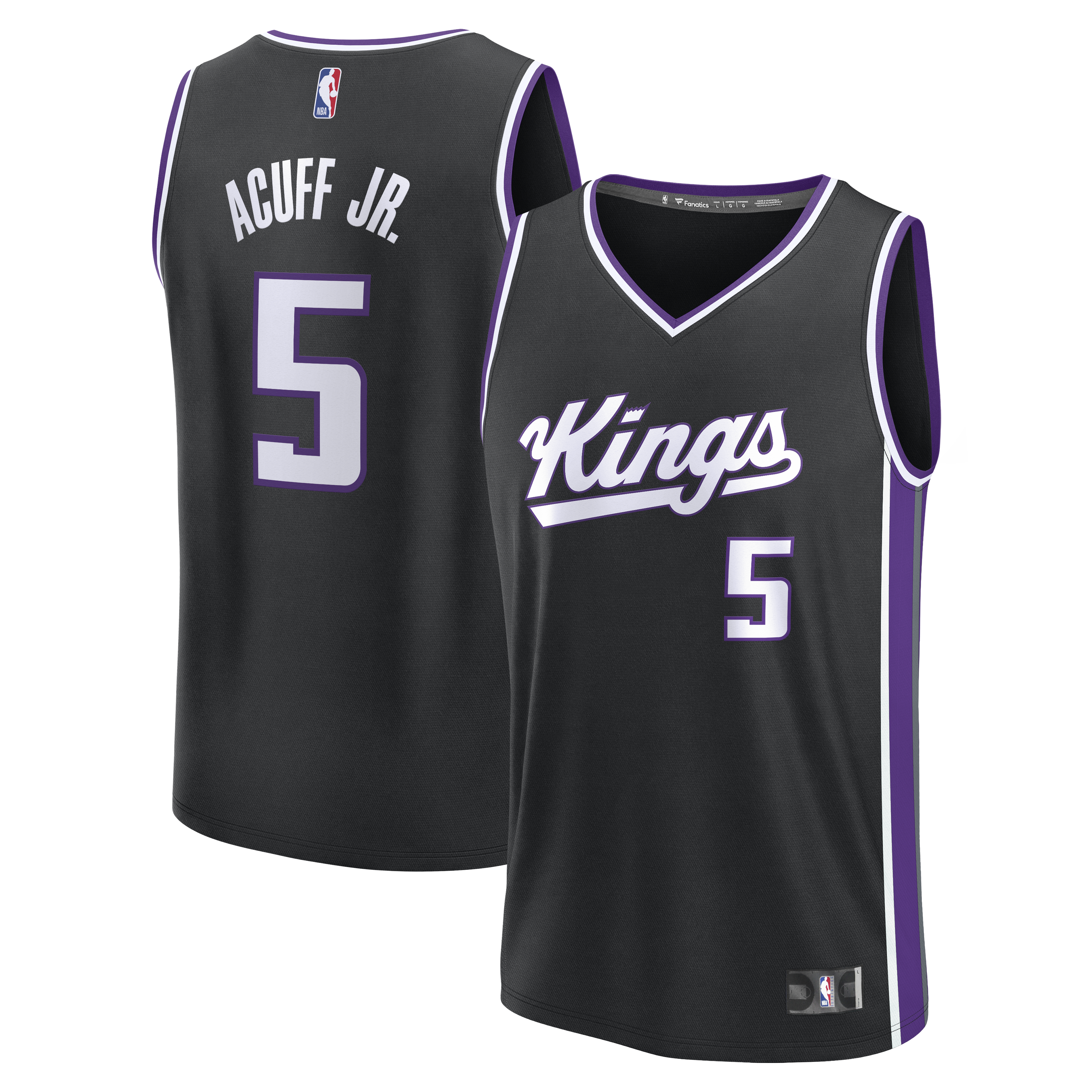 Men's Fanatics Darius Acuff Jr. Black Sacramento Kings 2026 NBA Draft First Round Pick Fast Break Jersey - Icon Edition