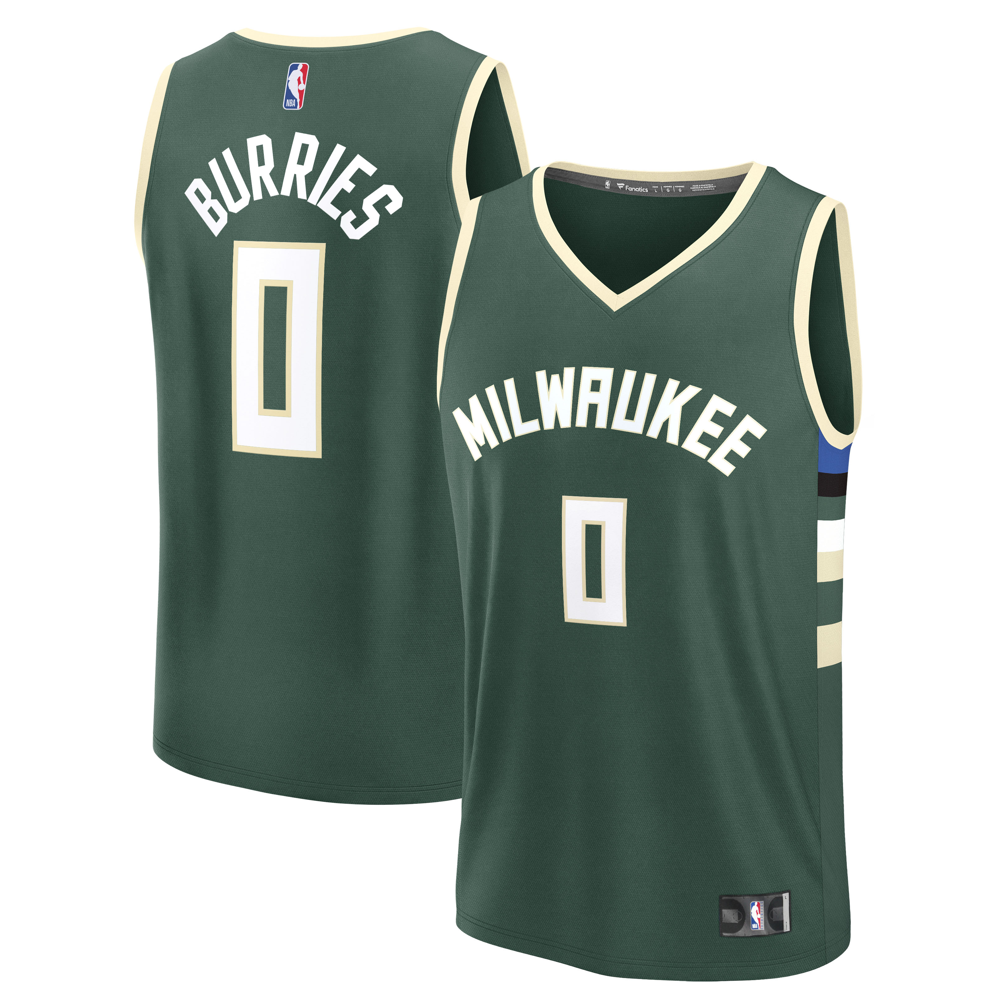 Men's Fanatics Brayden Burries Green Milwaukee Bucks 2026 NBA Draft First Round Pick Fast Break Jersey - Icon Edition