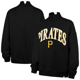 Women's '47 Black Pittsburgh Pirates Oversized Vantage Mock Neck Sweatshirt