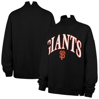Women's '47 Black San Francisco Giants Oversized Vantage Mock Neck Sweatshirt