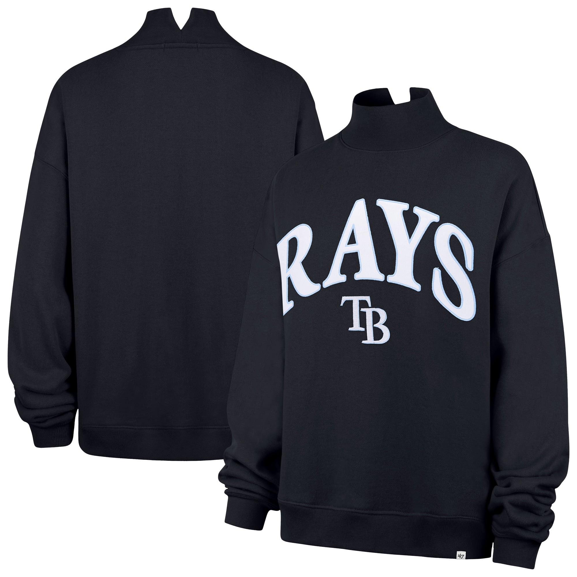 Women's '47 Navy Tampa Bay Rays Oversized Vantage Mock Neck Sweatshirt