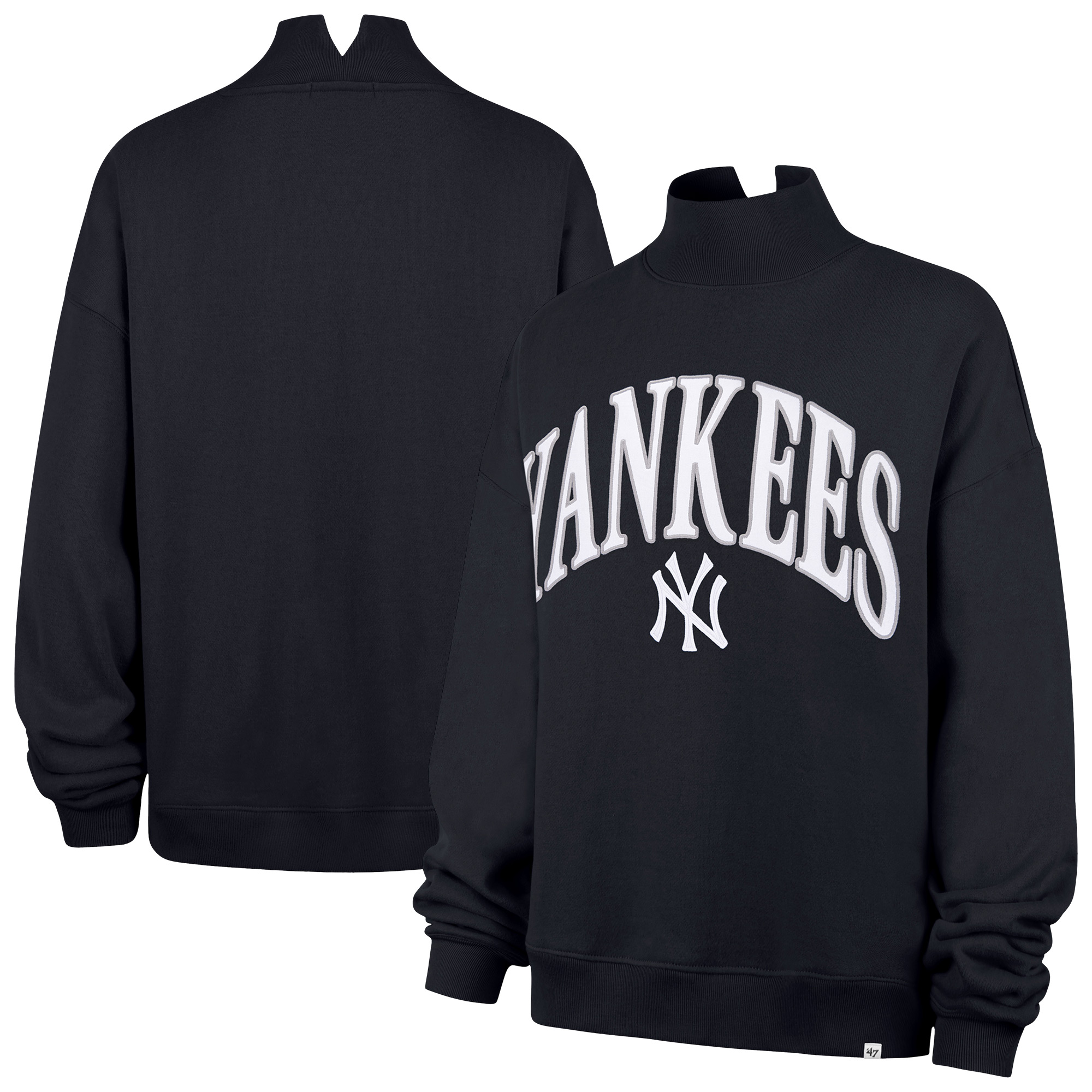 Women’s ’47 Navy New York Yankees Oversized Vantage Mock Neck Sweatshirt