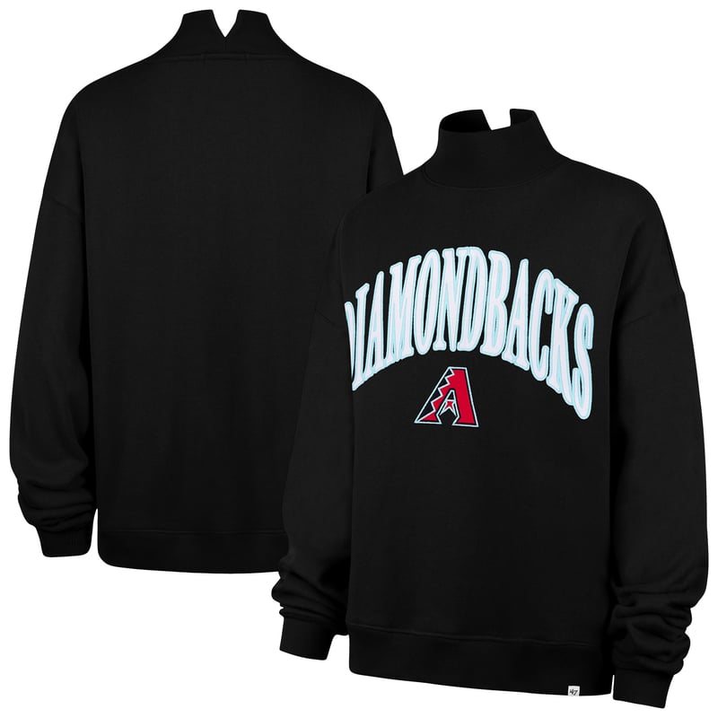Women's '47 Black Arizona Diamondbacks Oversized Vantage Mock Neck Sweatshirt