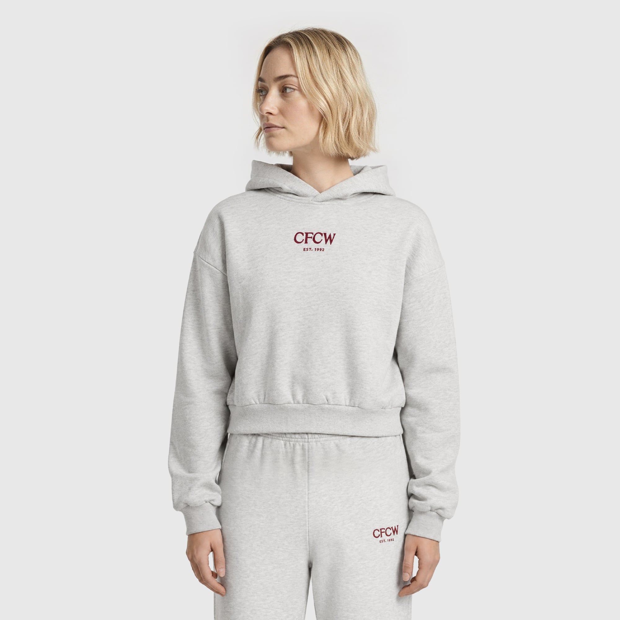 Sudadera con capucha corta «CFCW» del Chelsea - Gris jaspeado - Mujer