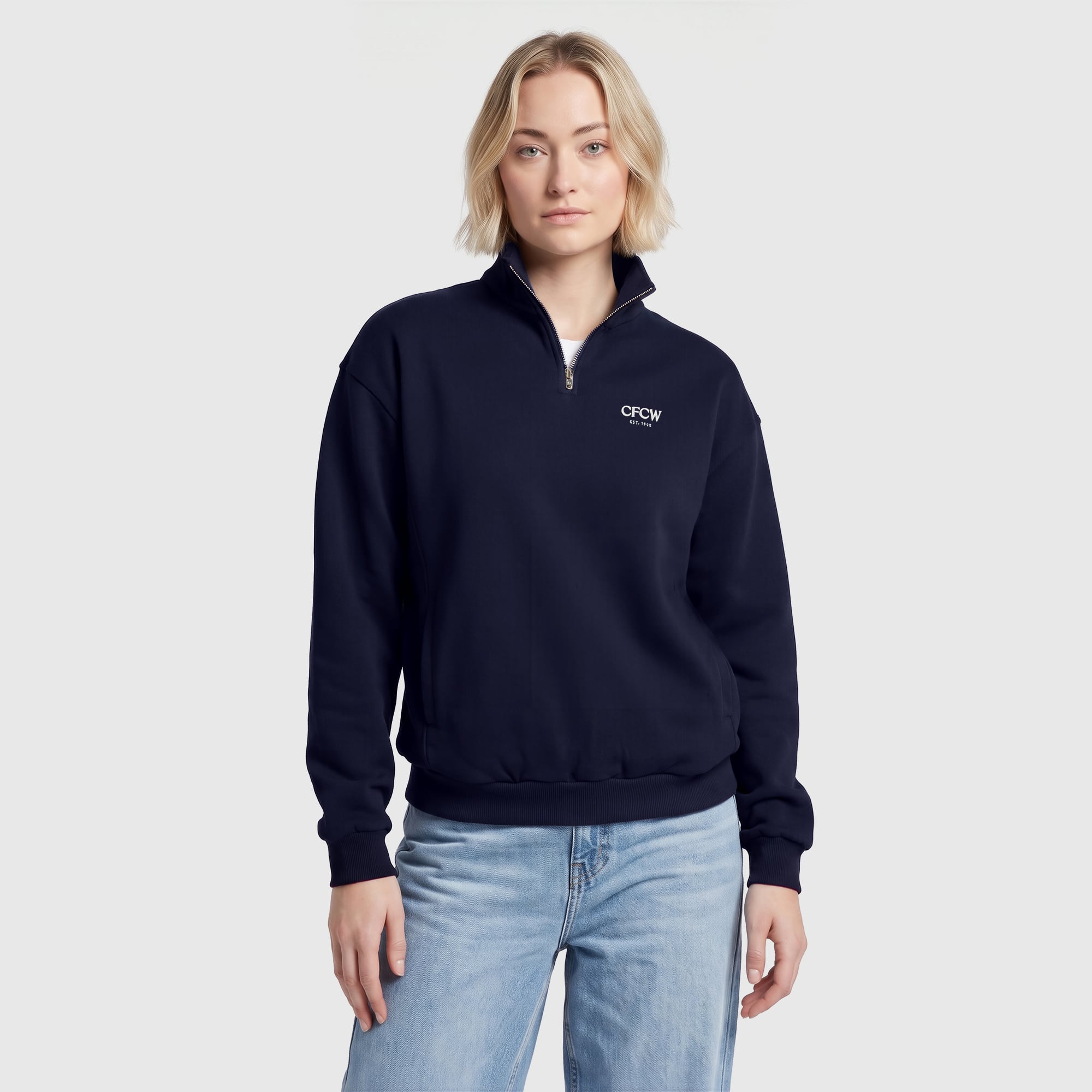 Sudadera Chelsea de forro polar con media cremallera - Azul marino - Mujer