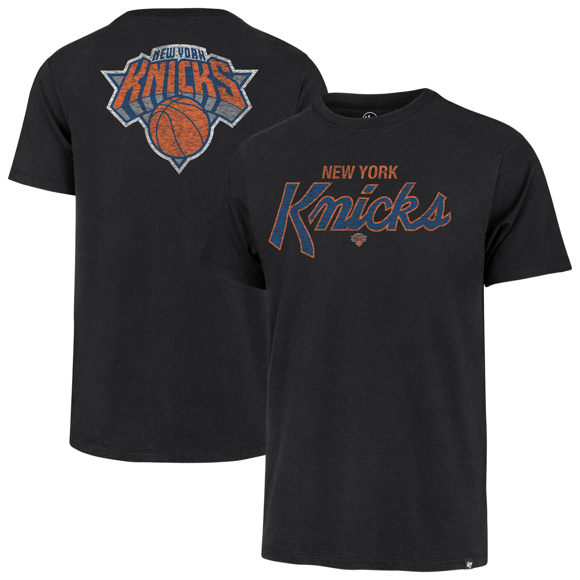 Men's '47  Black New York Knicks Crosstown Script Franklin T-Shirt